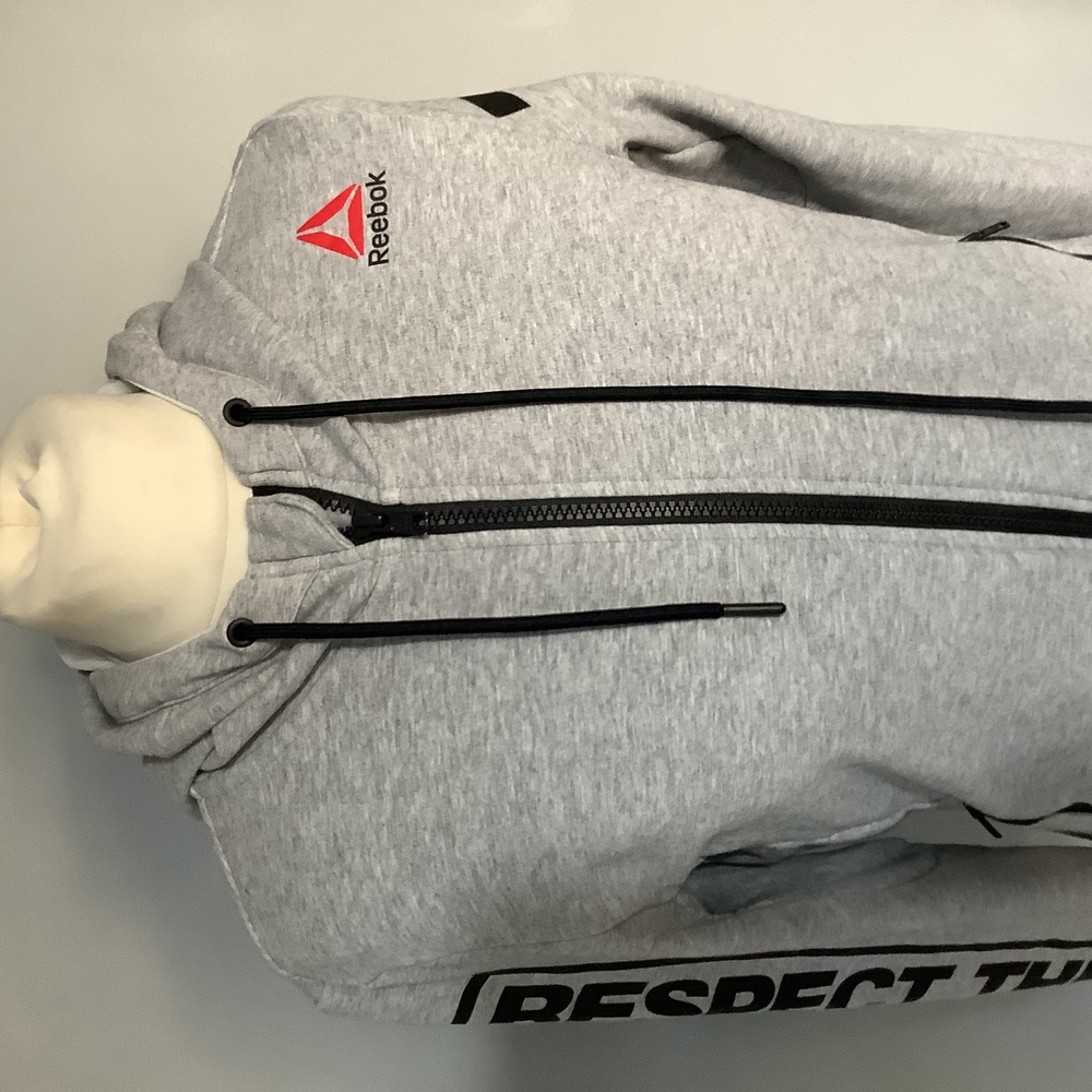 Reebok UFC Full Zip Hoodie - Size S (8-10) - Grey - P2P 18” - Respect - Picture 2 of 9
